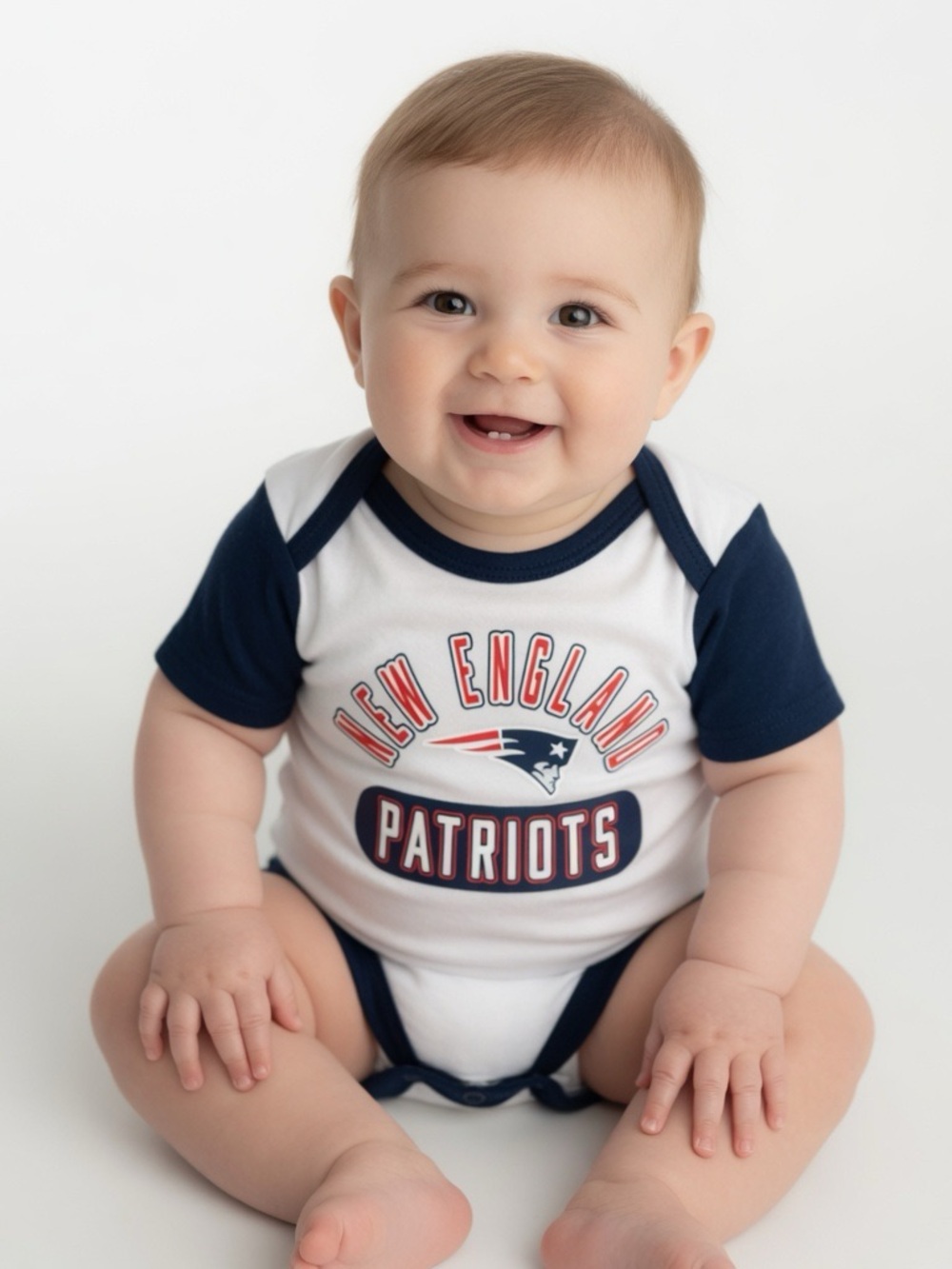 Team Apparel White and Navy New England Patriots Infant Bodysuit